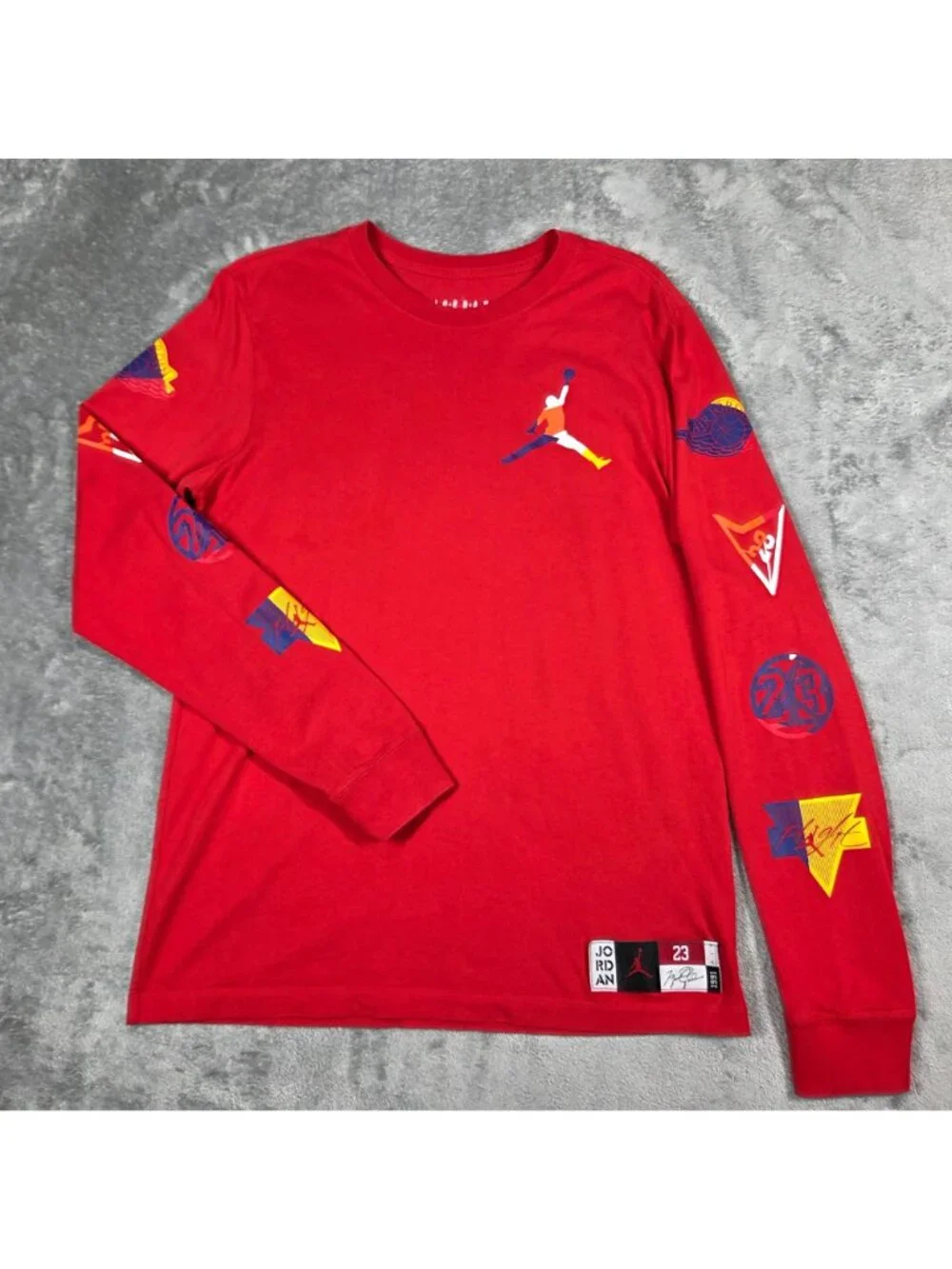 Nike Jordan Shirt Mens Medium Red Sport DNA 23 HBR Long Sleeve Jumpman Tee